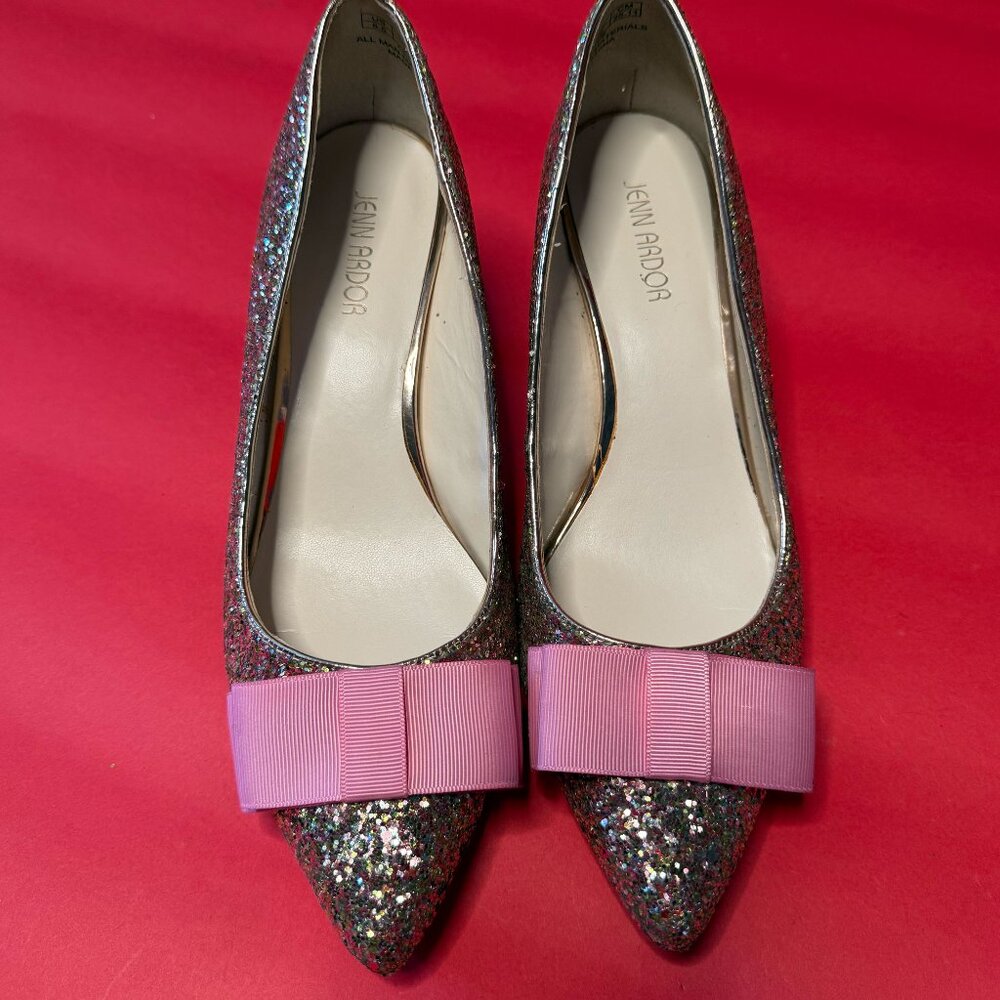 Glitter Bow Party Heels – Jenn Ardor Sparkle Pumps (Size 8.5)